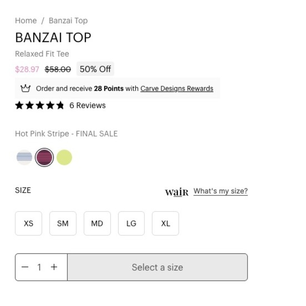 Carve Designs Banzai Top Large Burgundy Pink Striped Boxy Crop Tee Size L - Picture 9 of 9